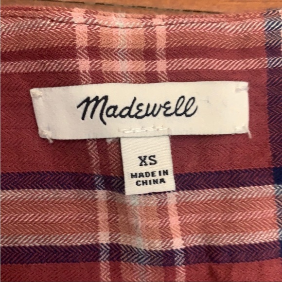 Madewell V-Neck Button Down Shirt I’m Stratfield Plaid - Picture 11 of 14